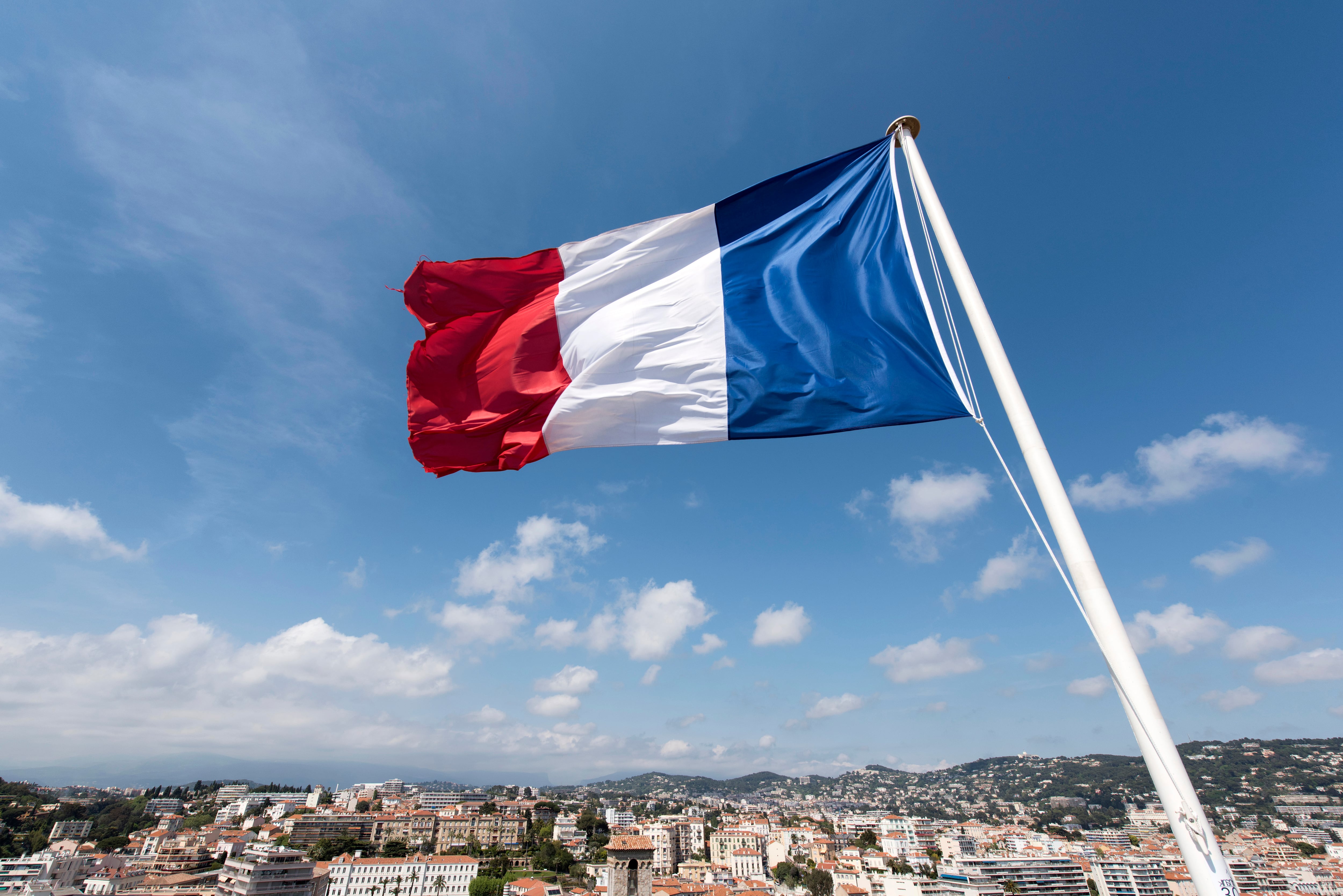 French three-coloured flag in Cannes (south-eastern France). (Photo by: Andia/Universal Images Group via Getty Images)