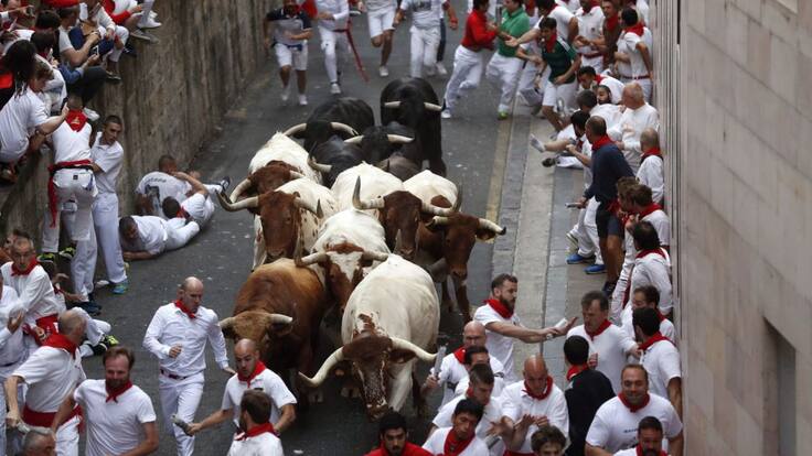 Primer encierro de San Fermín 2019 con toros de Puerto de San Lorenzo
