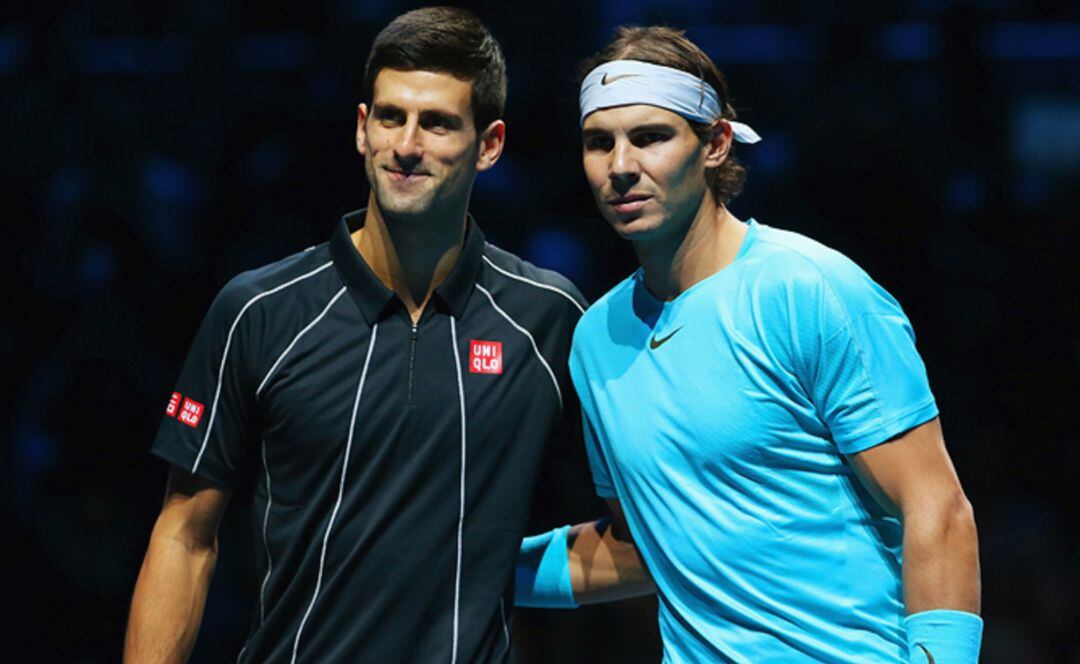 Nadal y Djokovic antes de la final del Barclays ATP Worl Tour. 