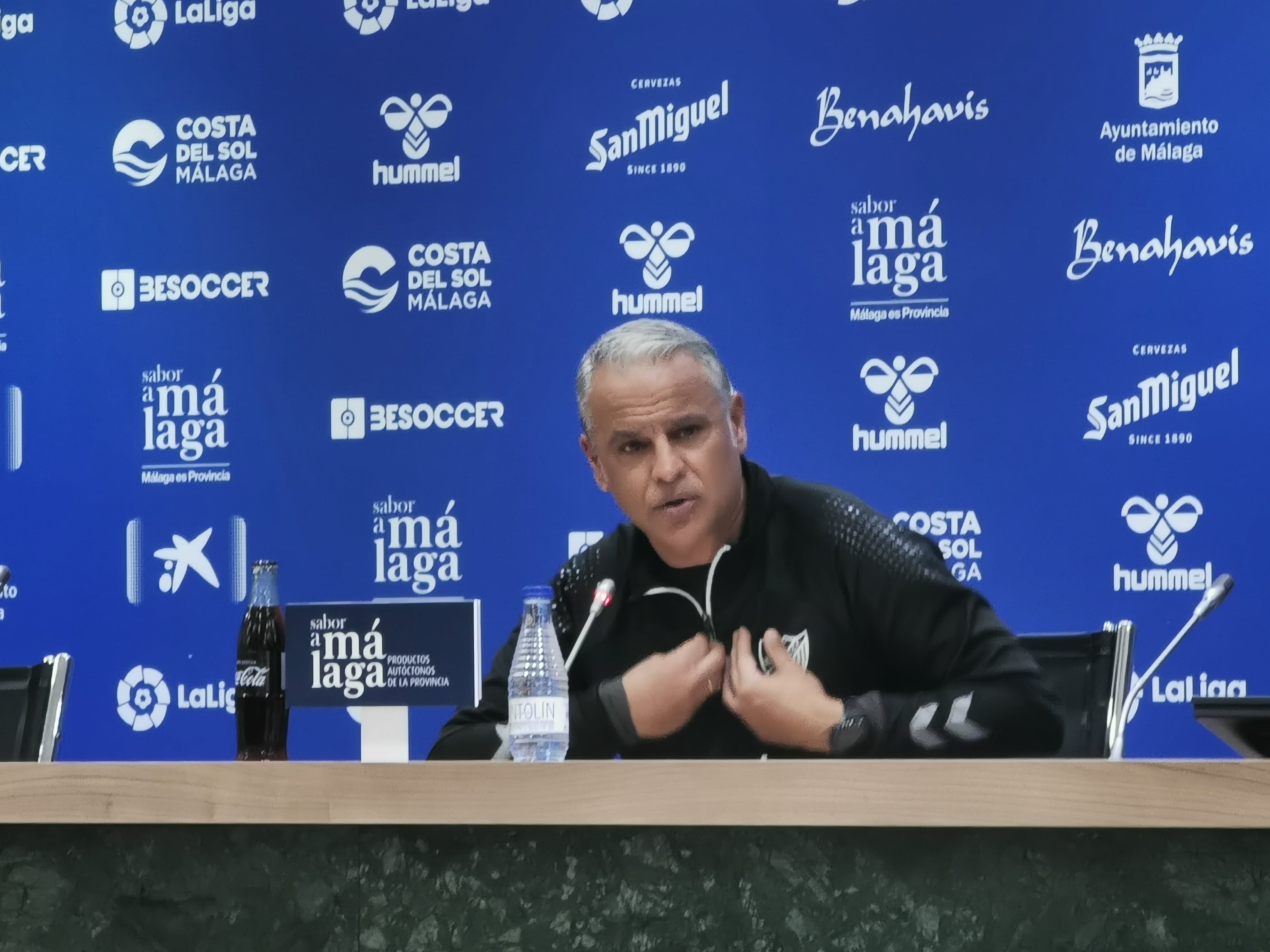 Sergio Pellicer, en la sala de prensa de La Rosaleda