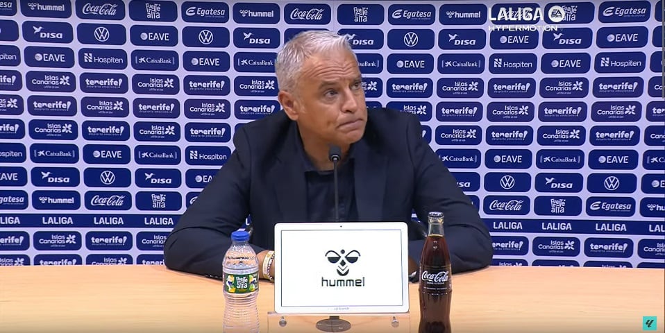 Sergio Pellicer, en la sala de prensa del estadio del Tenerife
