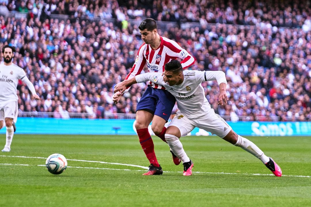 Momento de la jugada entre Morata y Casemiro