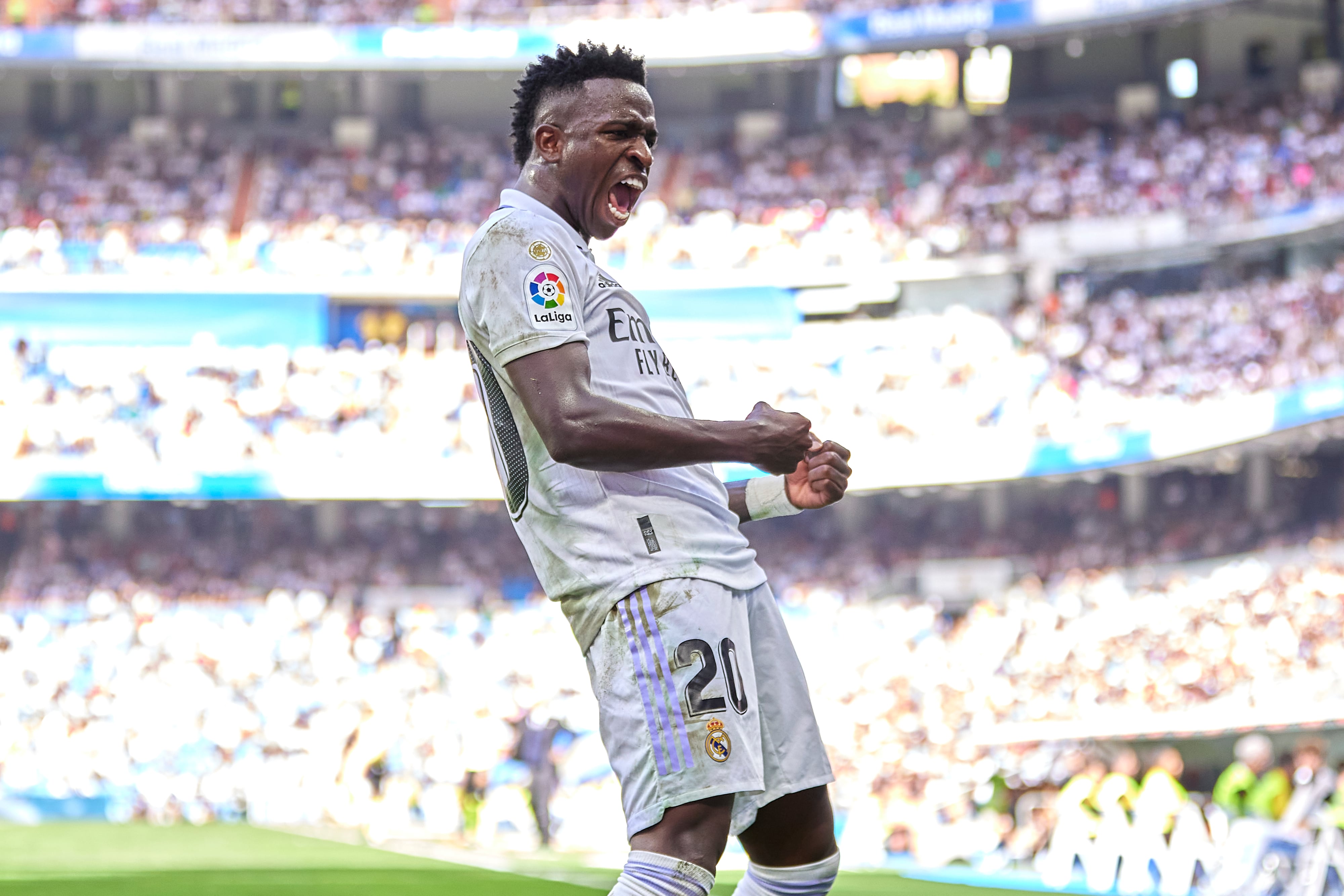 Vinicius celebra su tanto ante el RCD Mallorca.