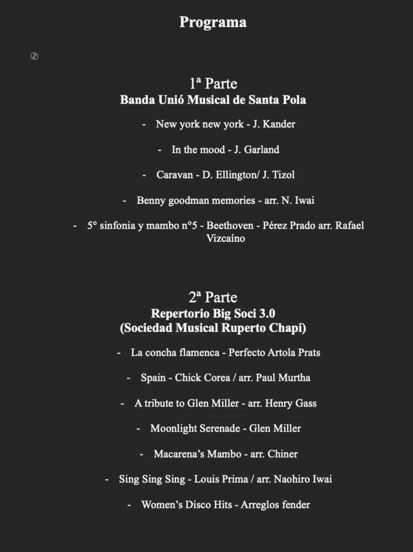 Programa del concierto