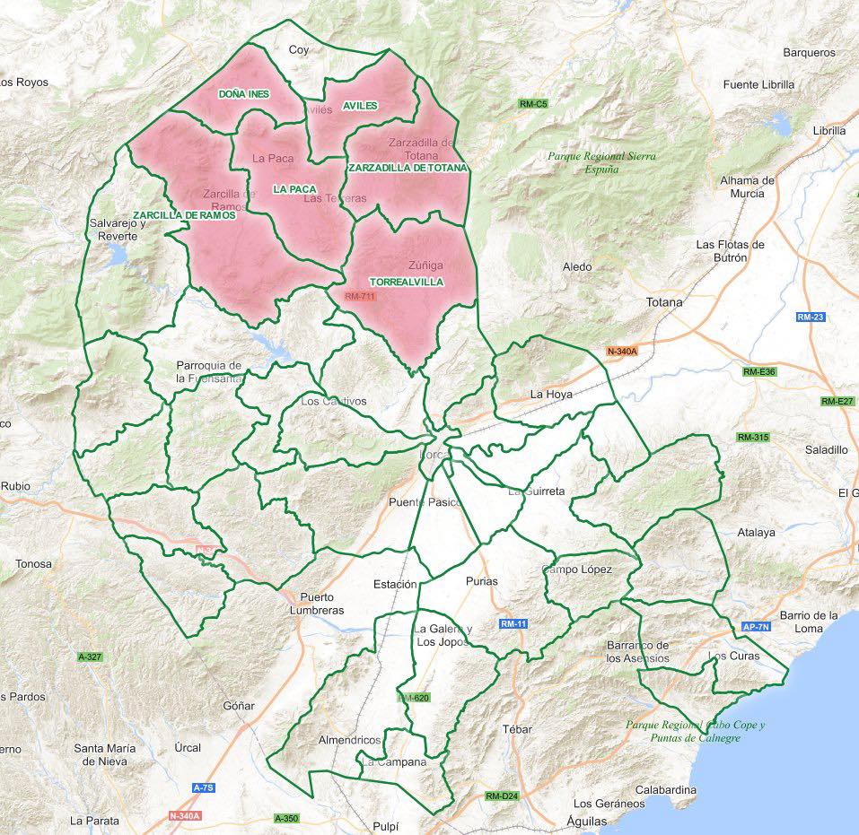 Corte de suministro de agua en varias pedanías altas de Lorca.