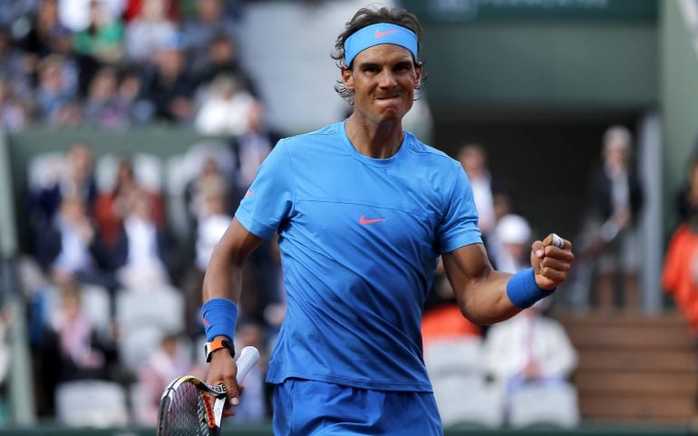 Rafael Nadal celebra un punto en su partido ante Jack Sock