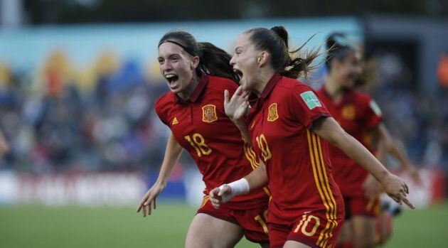 Las jugadoras de España celebran un gol en la final del Mundial