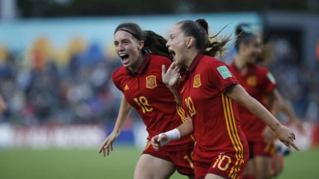 Las jugadoras de España celebran un gol en la final del Mundial