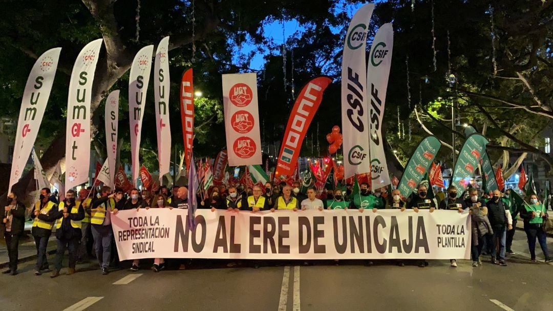 Un momento de la protesta este martes en la Alameda Principal de Málaga