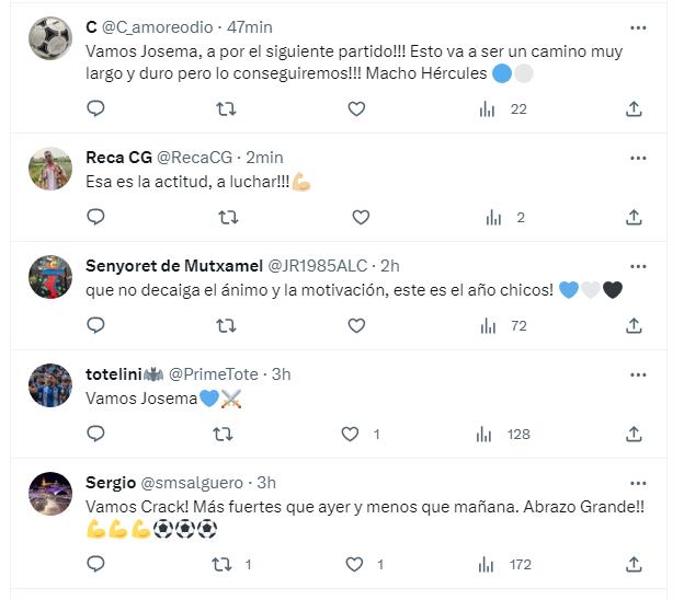 Mensajes de los aficionados del Hércules en redes sociales