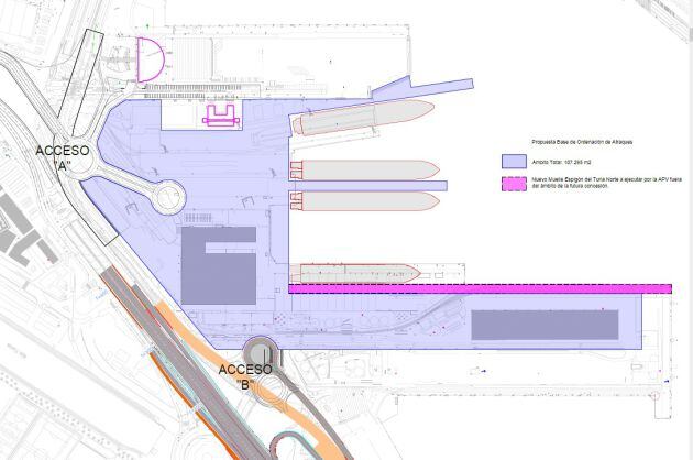 Plano de accesos a la nueva terminal del puerto de València