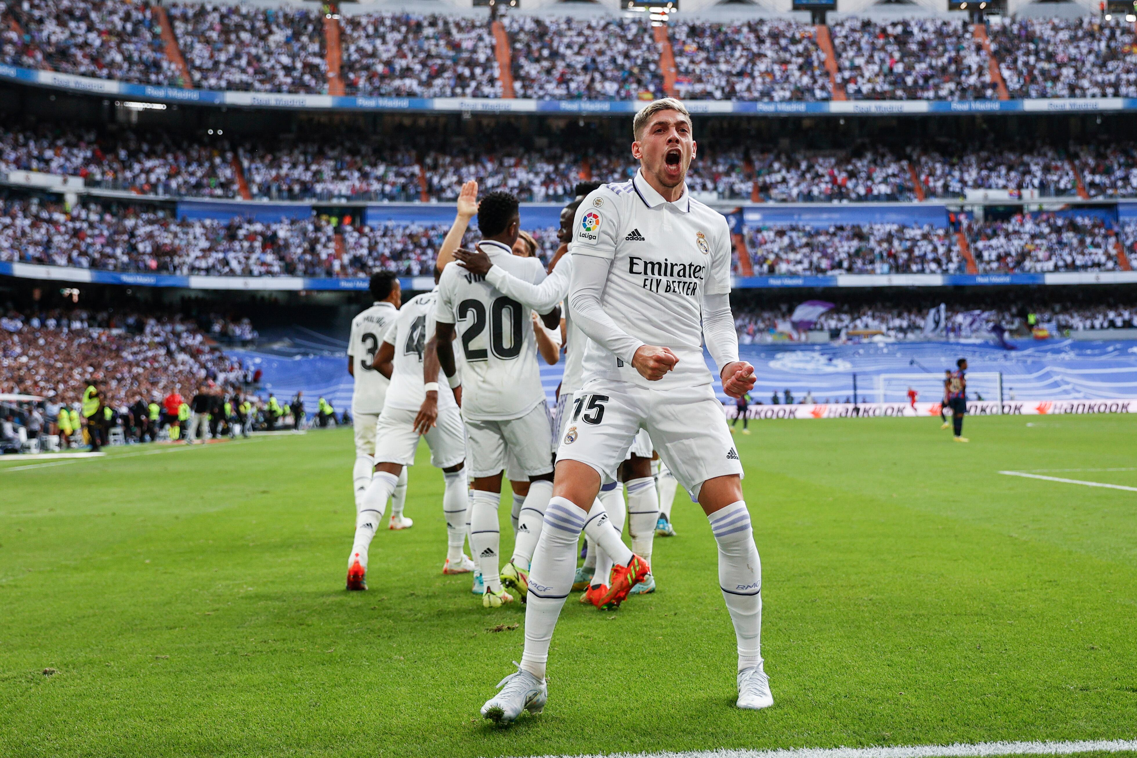 Fede Valverde celebra el 2-0 ante el FC Barcelona en El Clásico