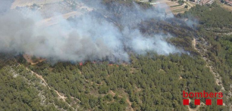 Imatge de l&#039;incendi d&#039;aquest divendres als Pallaresos. 