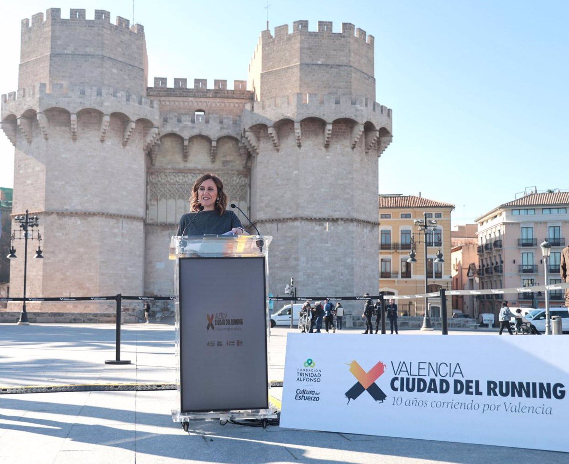 La alcaldesa de València, María José Catalá, en la presentación del décimo aniversario de Ciudad del Running