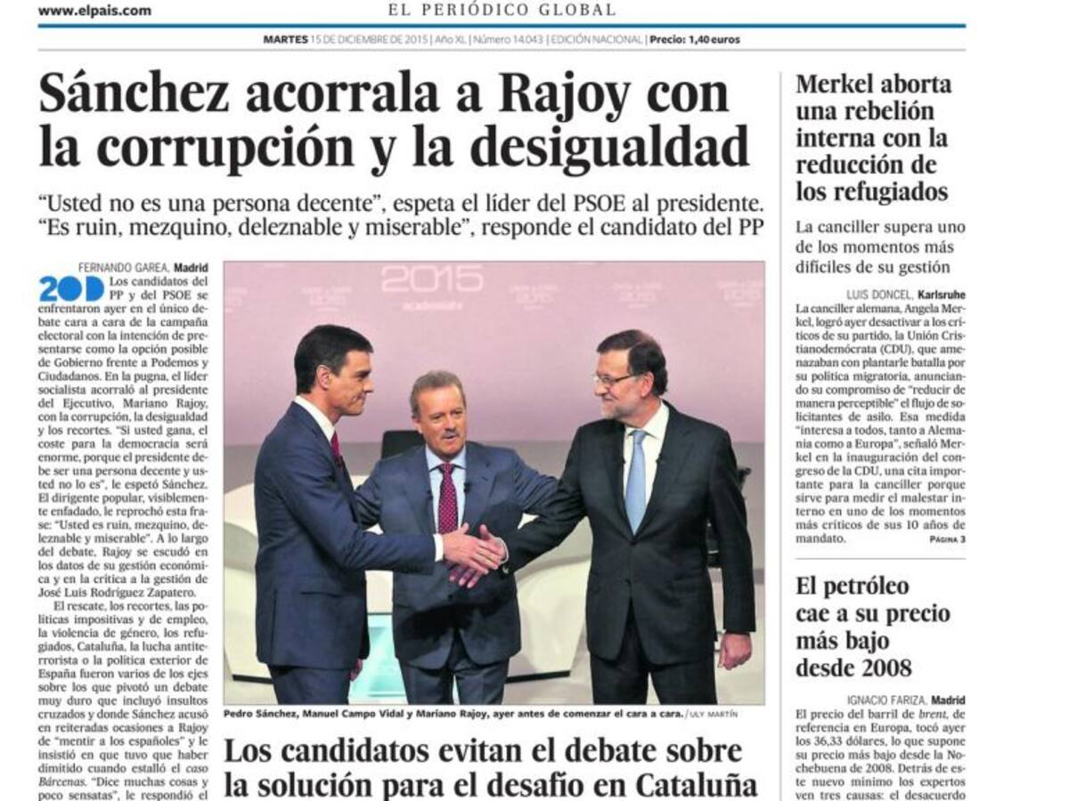 Portadas periódicos 15 de diciembre de 2015