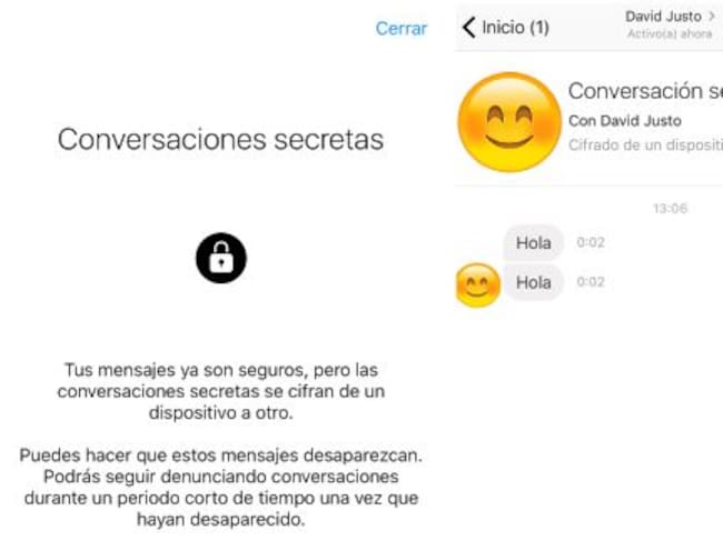 Conversación secreta en Messenger.