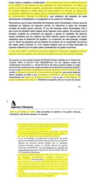 Arriba, el informe oficial de la Agencia Tributaria; abajo, el documento interno de Haceinda.