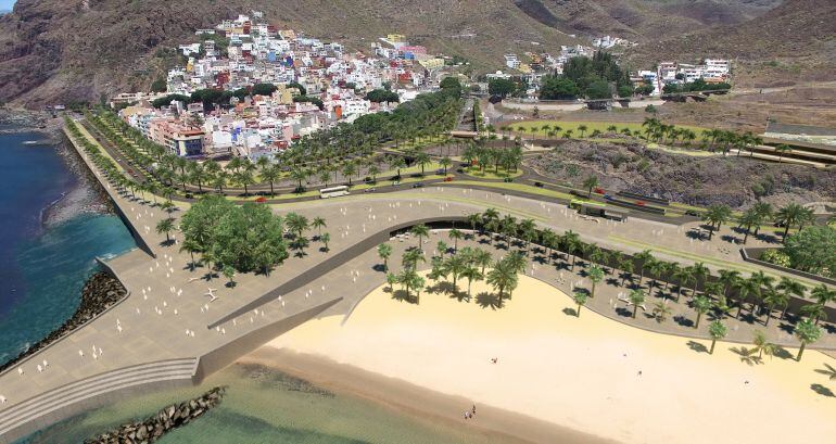 Infografía que muestra el aspecto que tendrá la playa de Las Teresitas una vez se ejecute el plan especial.
