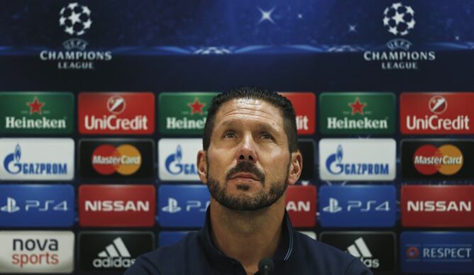 El técnico rojiblanco, en la víspera del partido del Atlético ante Olympiakos.