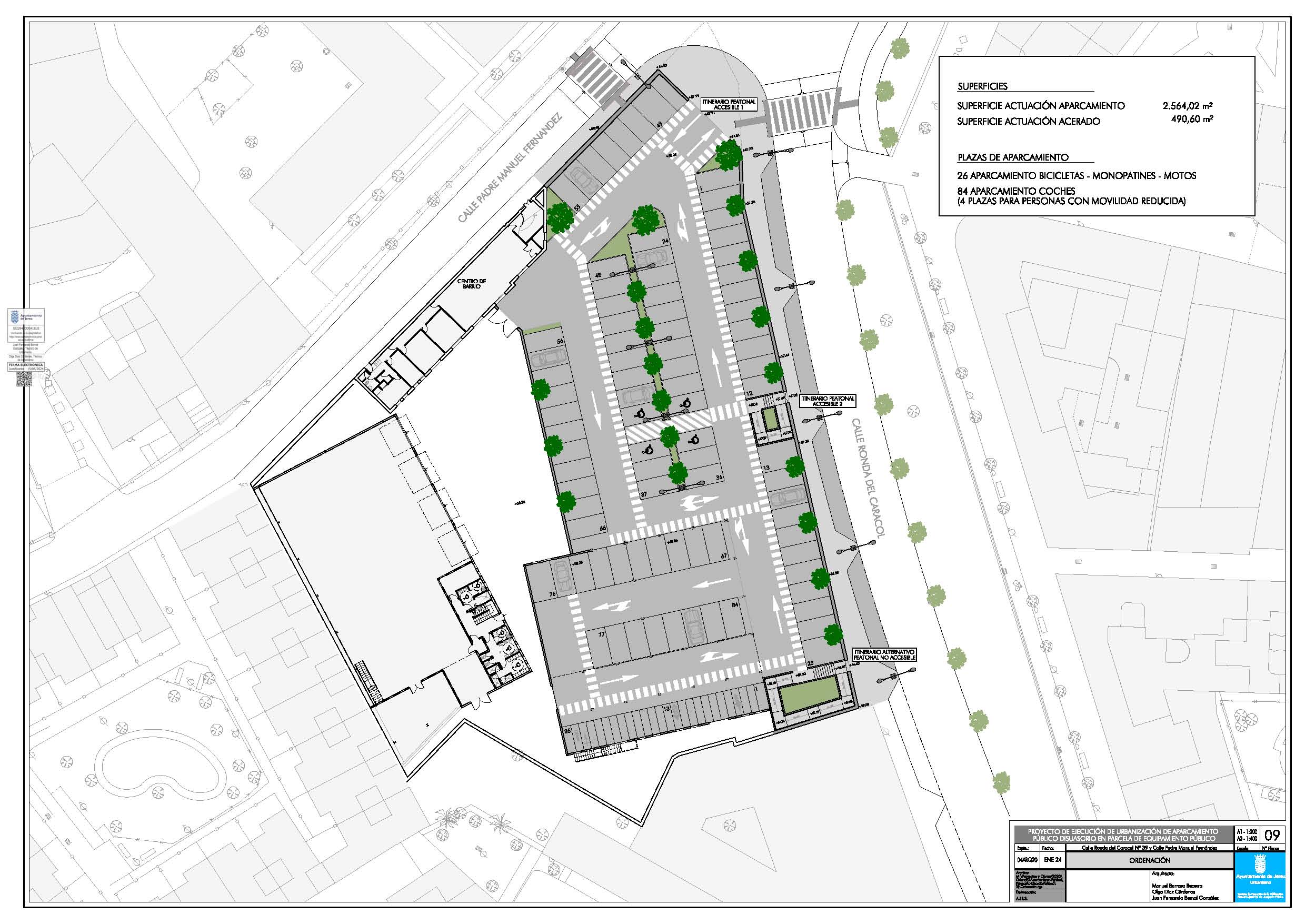 Plano del nuevo aparcamiento en los terrenos del Taller de Fiestas