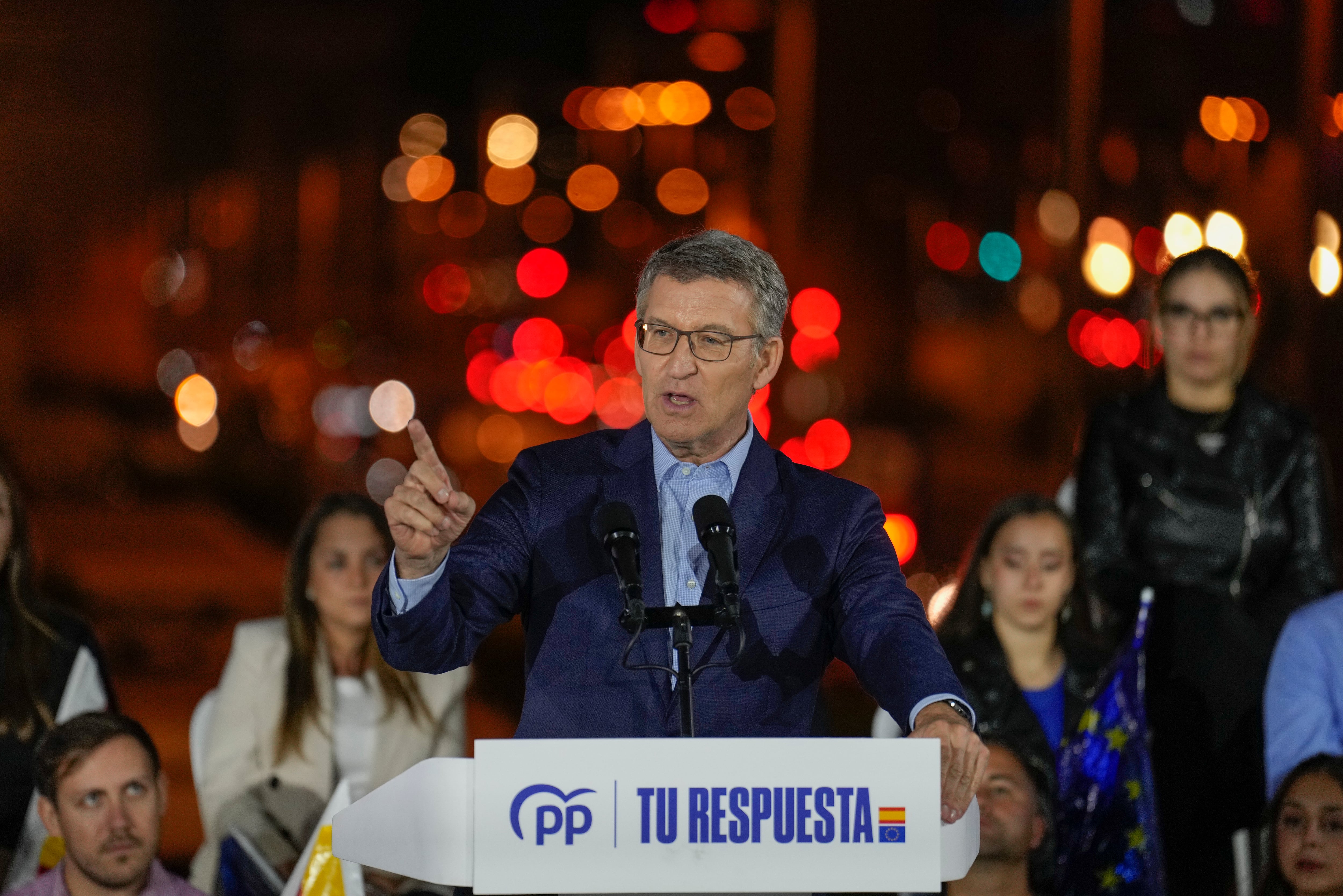 El presidente del Partido Popular Alberto Núñez Feijóo participa en el acto de inicio de campaña para las elecciones europeas.