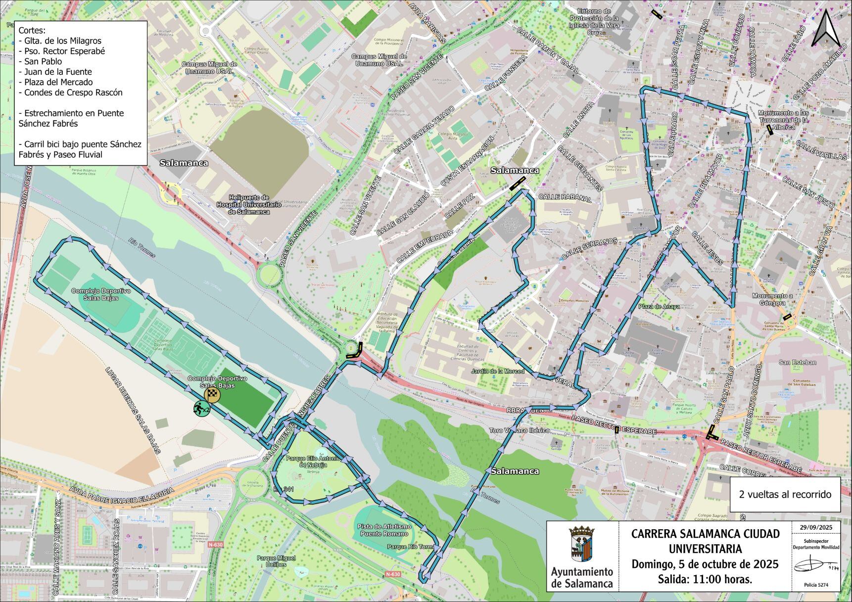 Cortes de tráfico este domingo en Salamanca