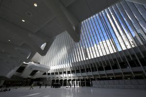 The interior of the Oculus structure of the World Trade Center Transportation Hub is pictured during a media tour of the site in the Manhattan borough of New York City, March 1, 2016.   REUTERS/Mike Segar