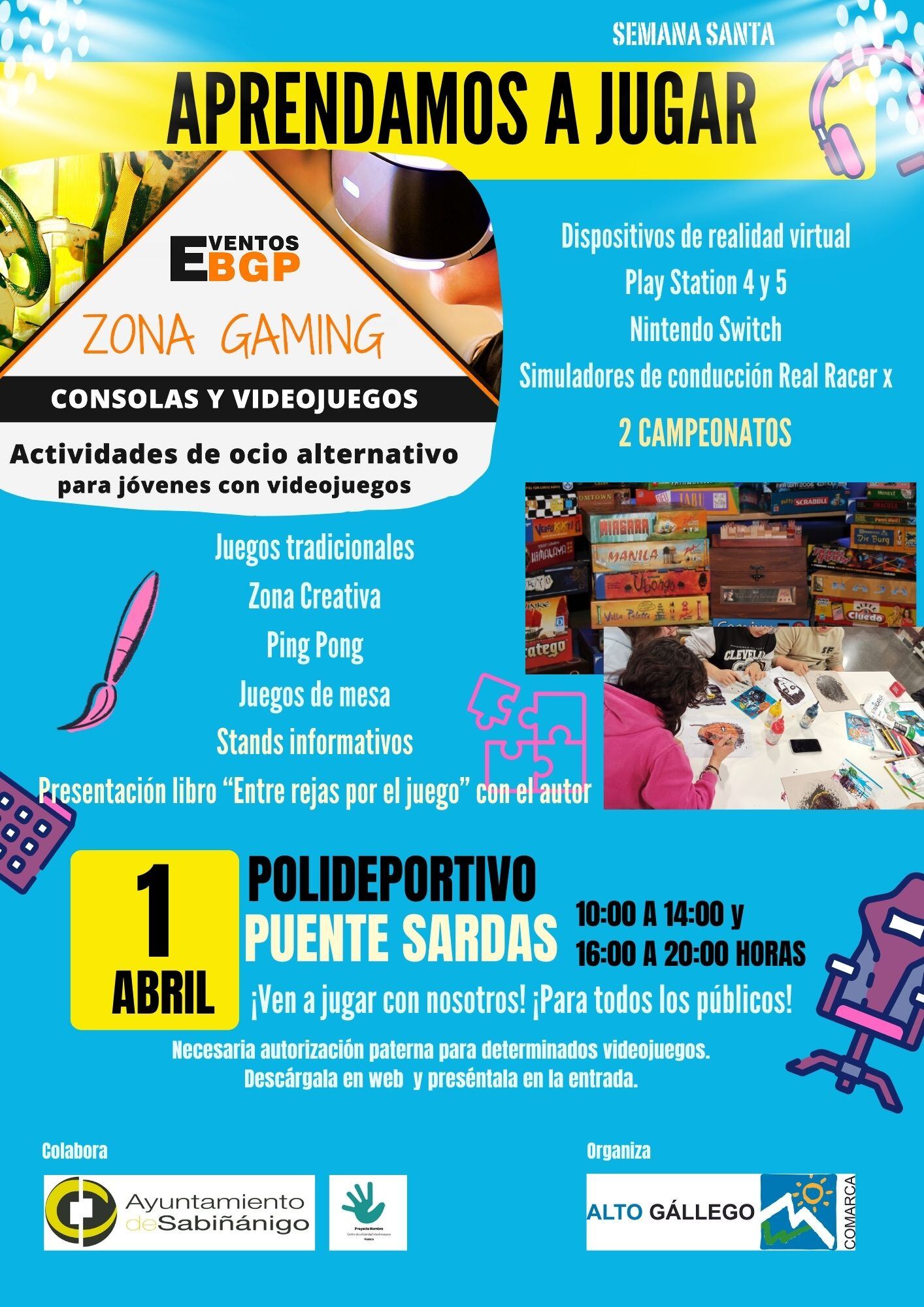 ‘Aprendamos a jugar’ tendrá lugar el 1 de abril en el polideportivo del Puente Sardas en horario de 10.00 a 14.00 y de 16.00 a 20.00 horas