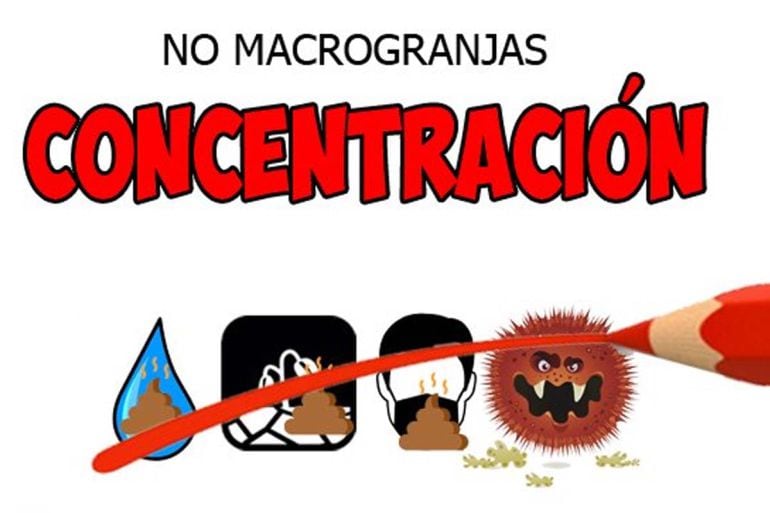 Cartel de la concentración contra las macrogranjas