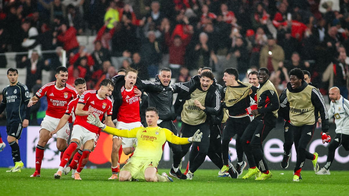 El portero Trubin se viste de héroe y hace el cuarto gol al Real Madrid para meter al Benfica en el play-off de la Champions