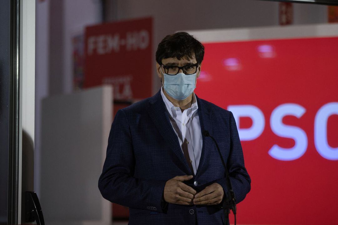 Salvador Illa en roda de premsa poc després del tancament del col·legis electorals