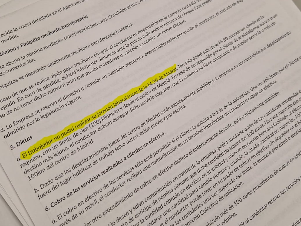 En amarillo, el punto donde indica el lugar de trabajo