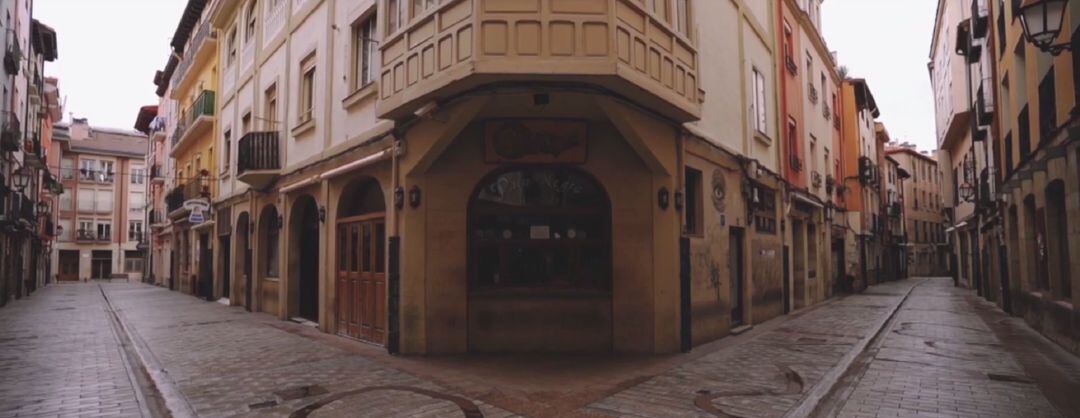 Calle Laurel de Logroño durante el confinamiento del mes de abril