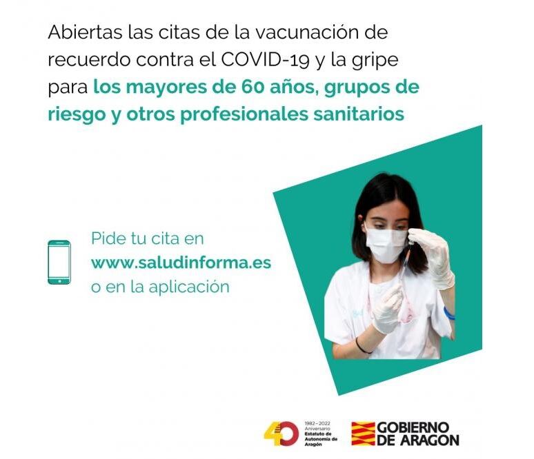 Abiertas las citas de la vacunación contra el COVID-19 y la gripe para los mayores de 60 años, grupos de riesgo y otros sanitarios