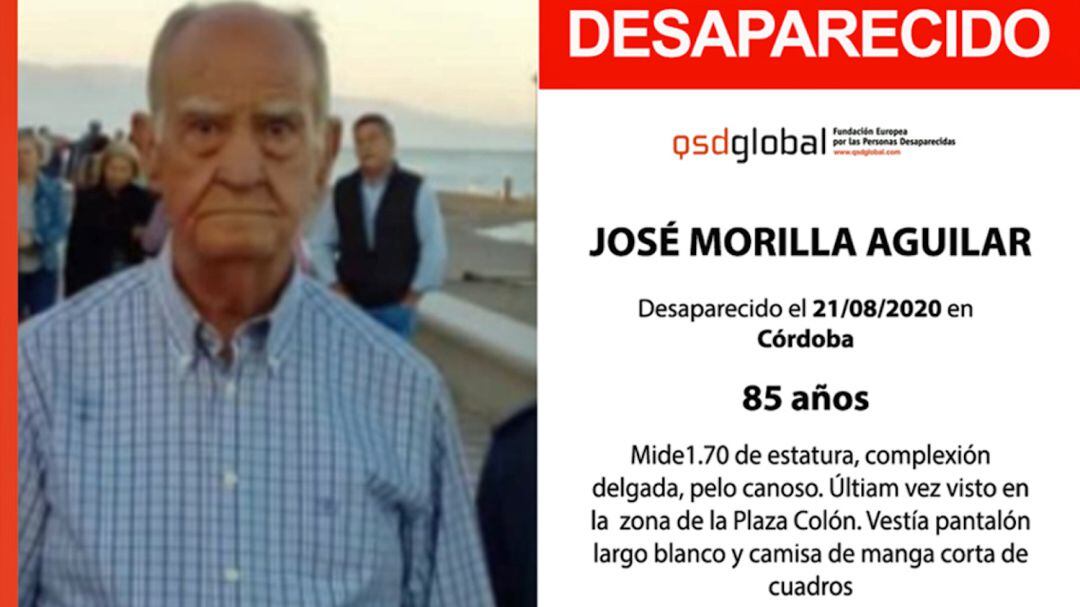 Cartel de búsqueda de José Morilla