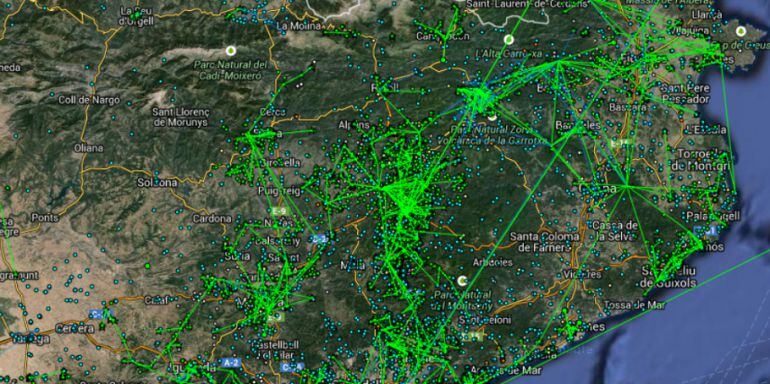 La xarxa de Guifi.net en aquests moments.