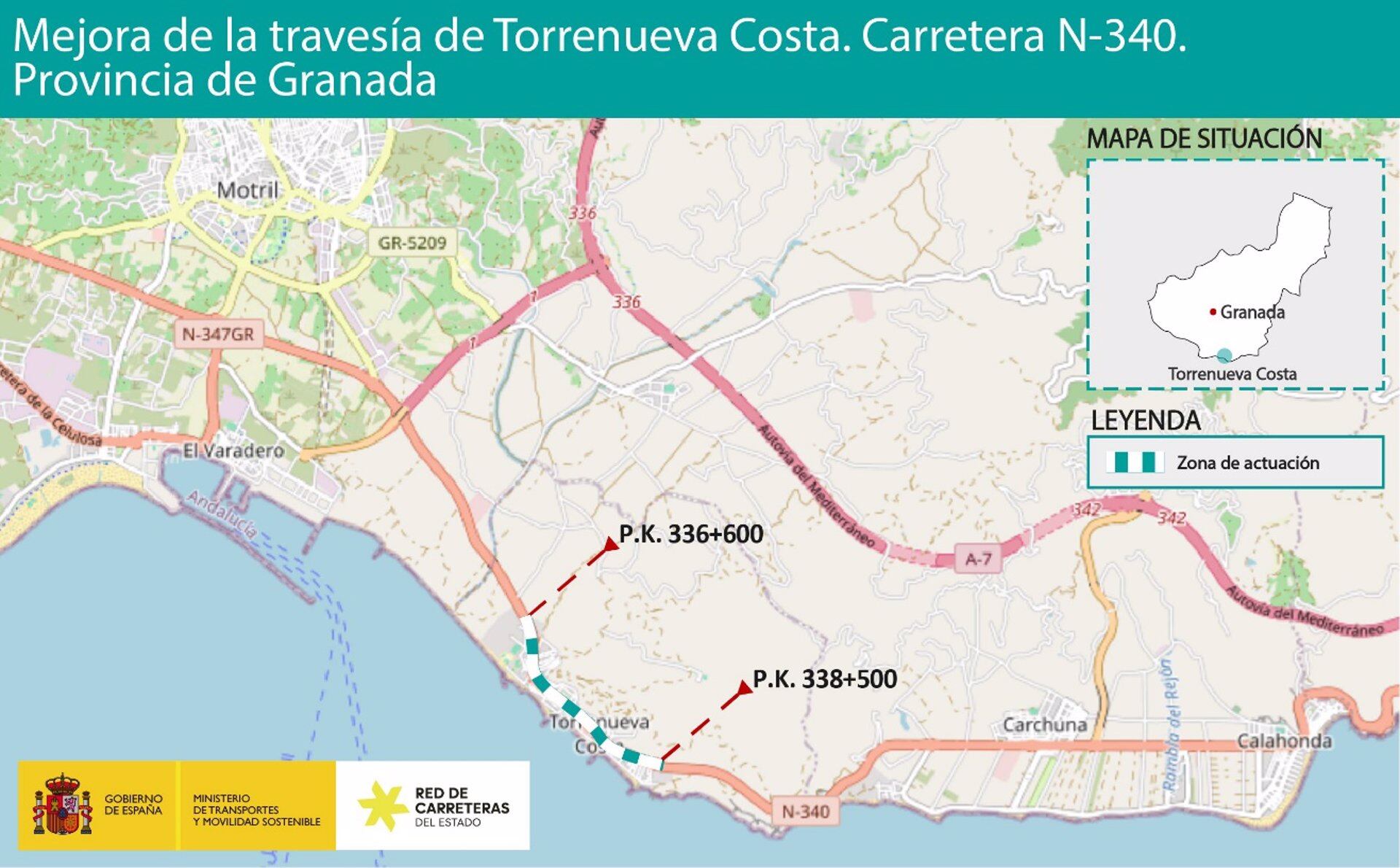 Plano de la actuación prevista en la N-340 en Torrenueva Costa (Granada)