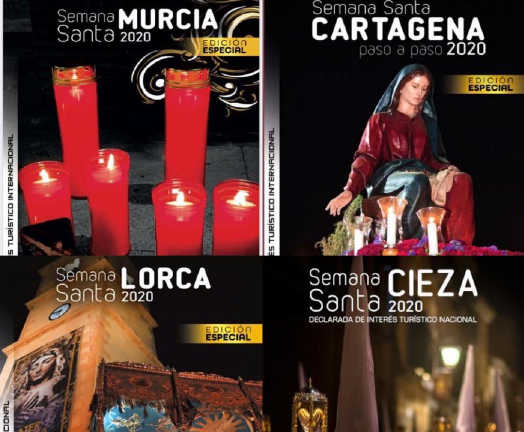 Portadas de las guías de Semana Santa de Murcia, Cartagena, Lorca y Cieza