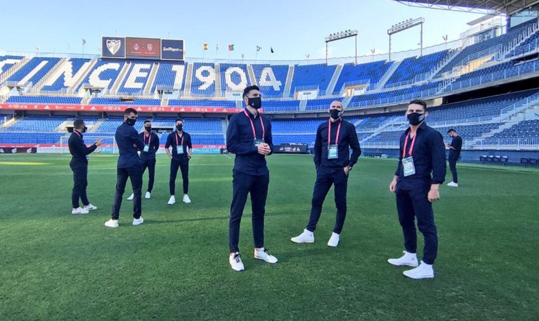 Imagen de los futbolistas del Castellón en la Rosaleda