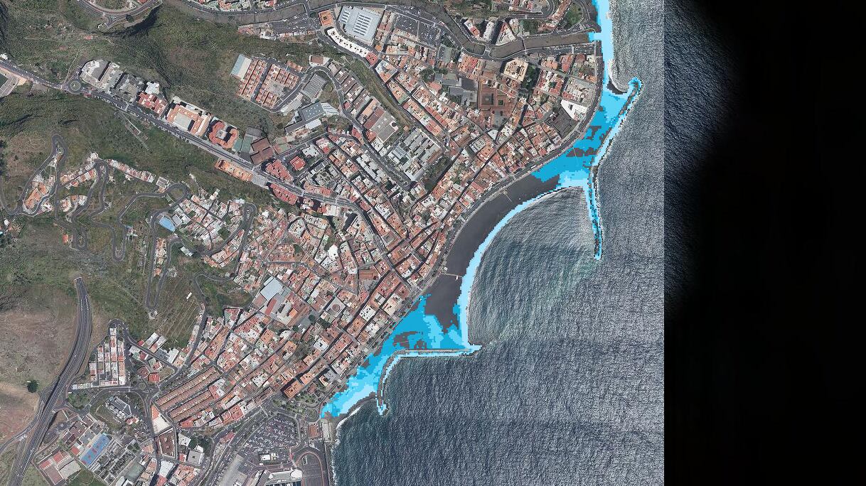 Subida del nivel del mar Santa Cruz de La Palma (2050)