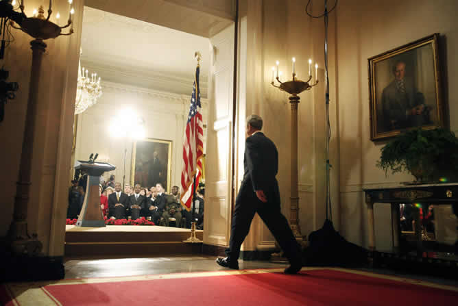 El presidente de EEUU, George, W. Bush en el comienzo de su último discurso dirigido a la Nación