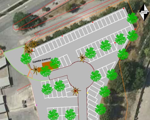 Plano del nuevo aparcamiento situado junto a la Policía Local en la ciudad de Jaén.