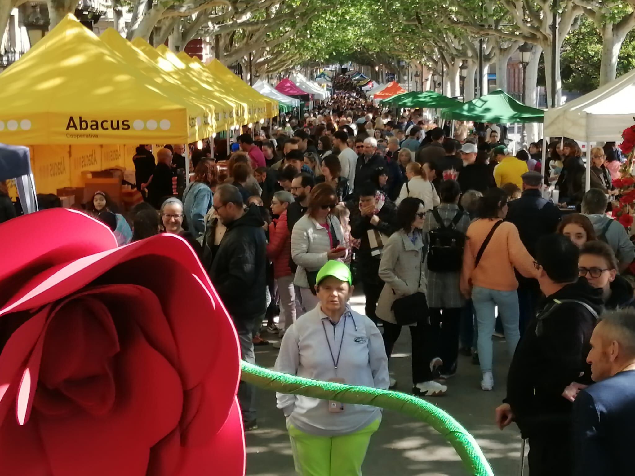 La Rambla, un altre cop escenari a Lleida de la festa del llibre i de la rosa.