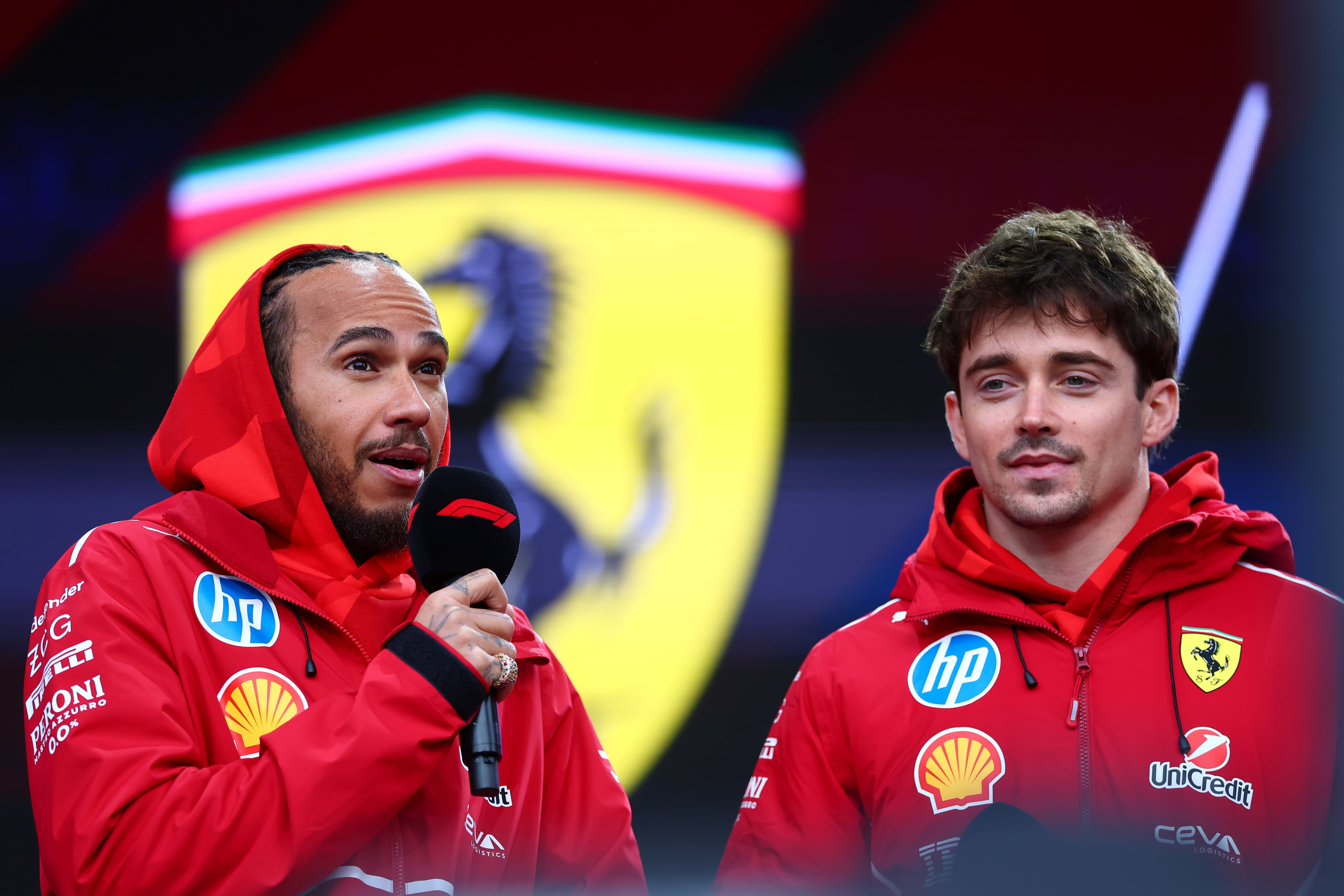 Lewis Hamilton y Charles Leclerc en el GP de Las Vegas