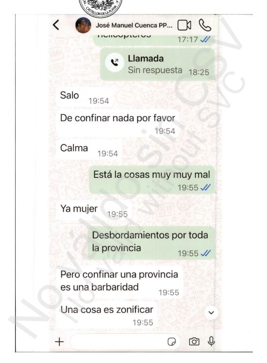 Los WhatsApp entre Salomé Pradas, Carlos Mazón y su jefe de Gabinete en lo peor de la DANA