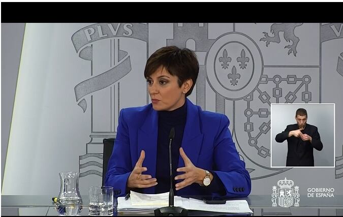 Ministra portavoz Isabel Rodriguez durante la comparecencia del Consejo de Ministros