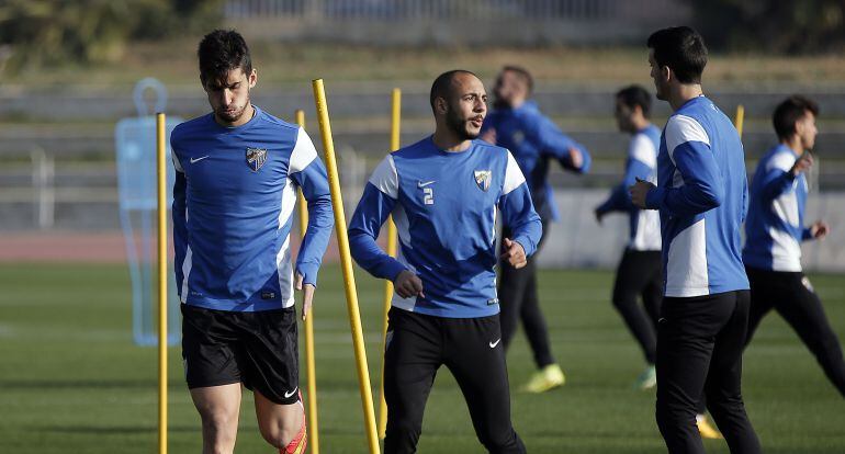 Los futbolistas del Málaga se ejercitan en vísperas del partido copero
