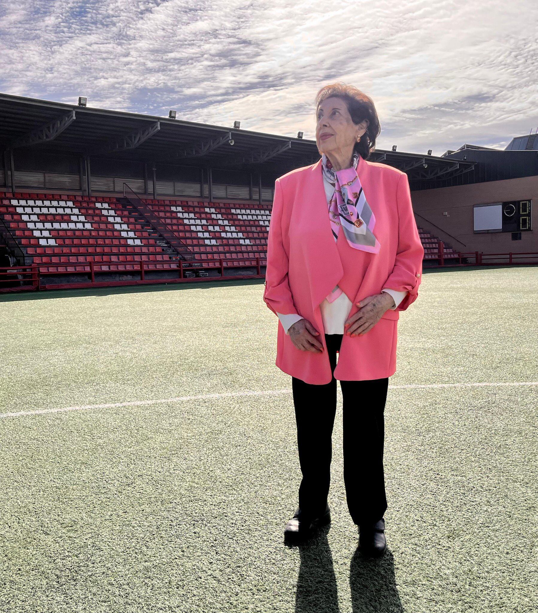 Amelia del Castillo hace unas semanas en el estadio que lleva su nombre en Pinto