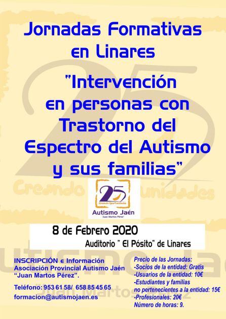 Cartel de las Jornadas Formativas sobre TEA en Linares.