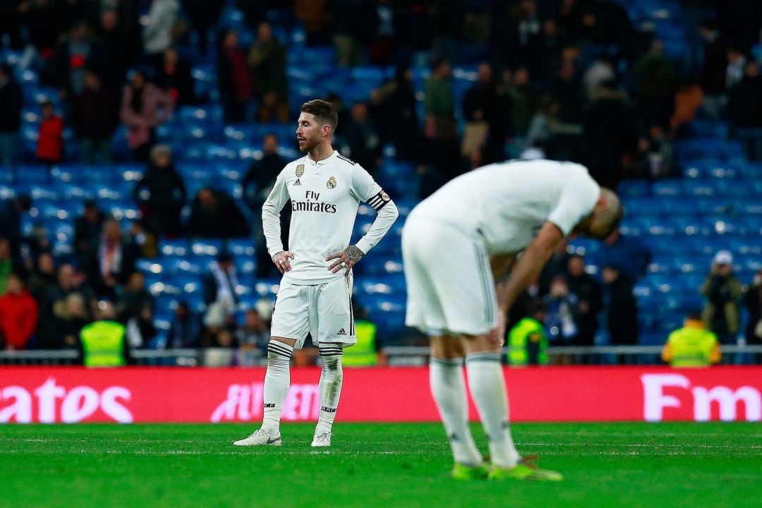 Ramos se lamenta durante el encuentro